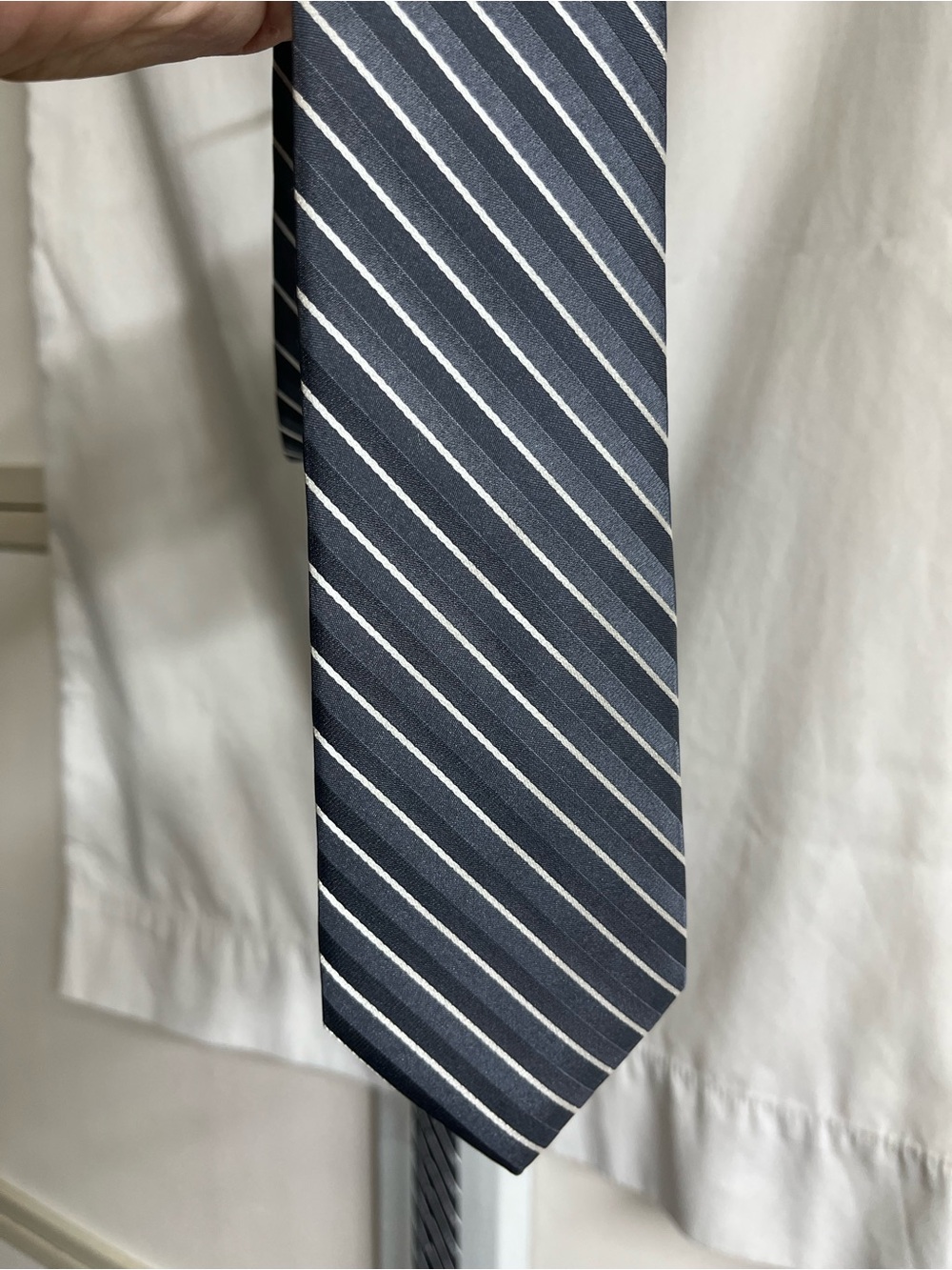 Men's Gray, Charcoal and White Diagonal Stripe Tie